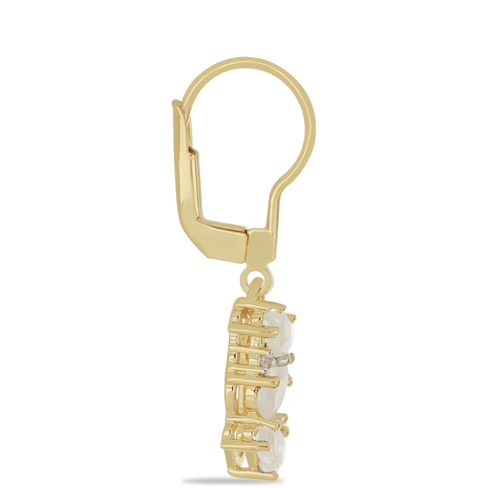 Goldplattierte Silberohrringe mit Regenbogenmondstein und weißem Topas