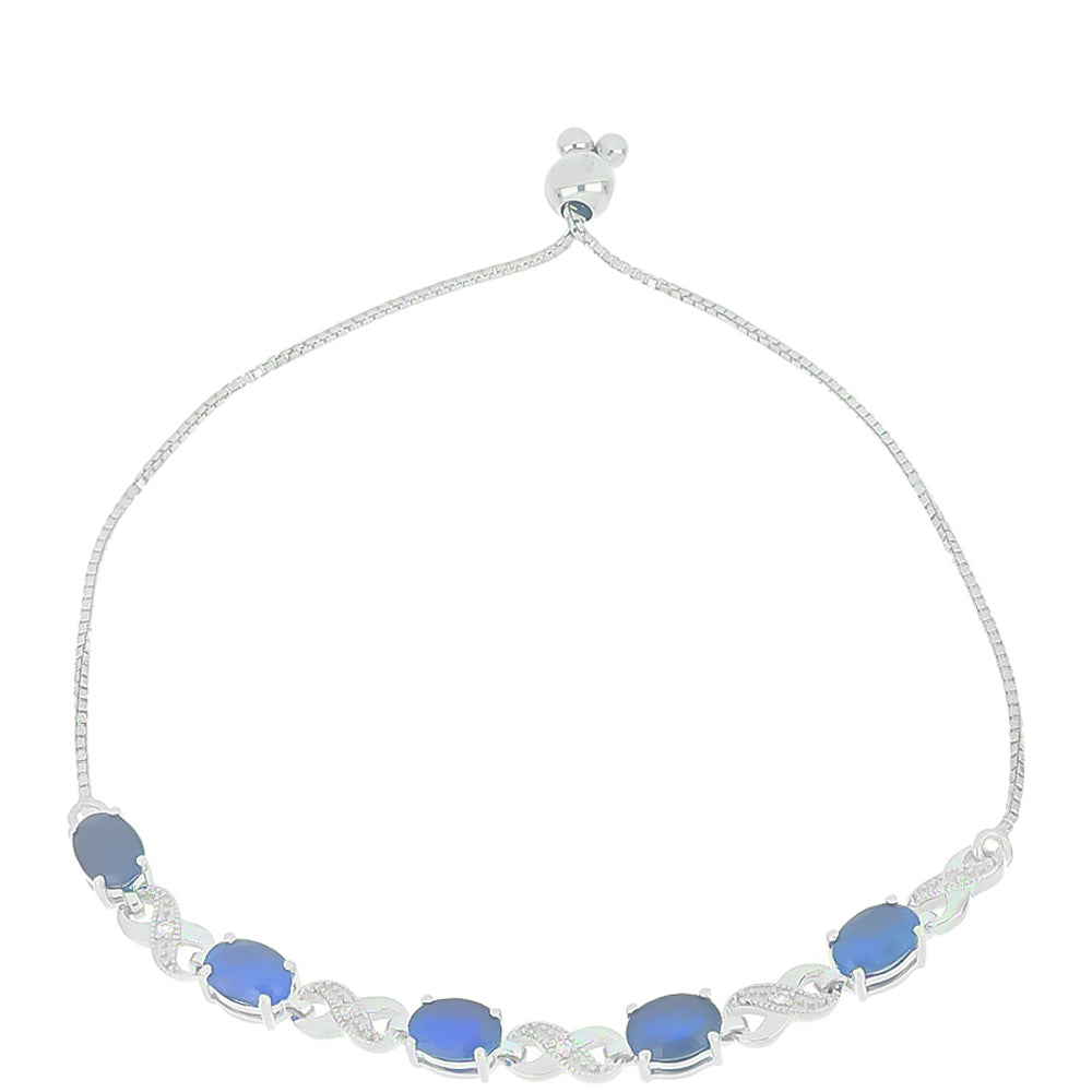 Silberarmband mit blauem Rosebery Saphir und weißem Topas