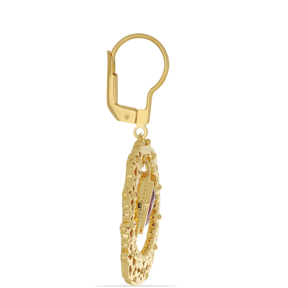 Goldplattierte Silberohrringe mit Rubin aus Madagaskar 2