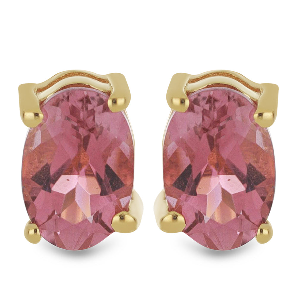 Goldplattierte Silberohrringe mit rosafarbenem Turmalin aus Pelmadulla 1