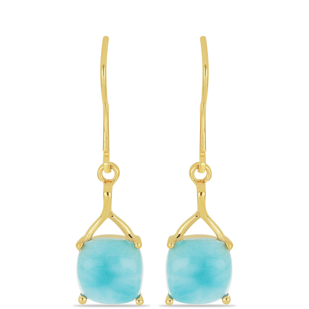 Goldplattierte Silberohrringe mit Larimar 1