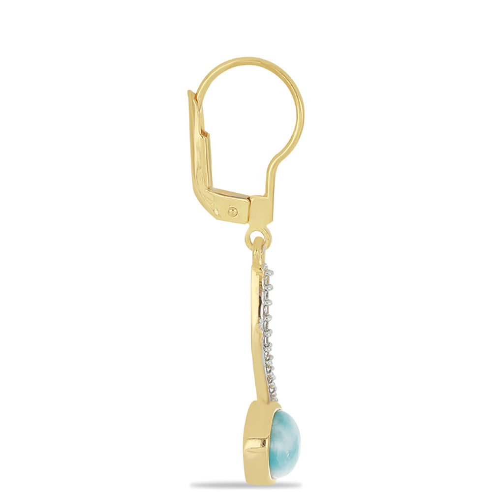 Goldplattierte Silberohrringe mit Larimar und weißem Topas
