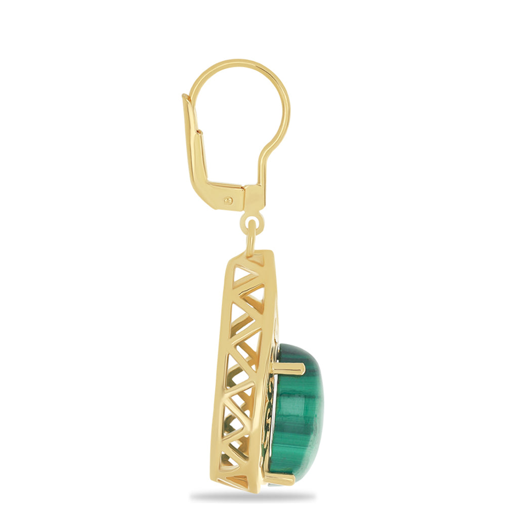 Goldplattierte Silberohrringe mit Malachit 2