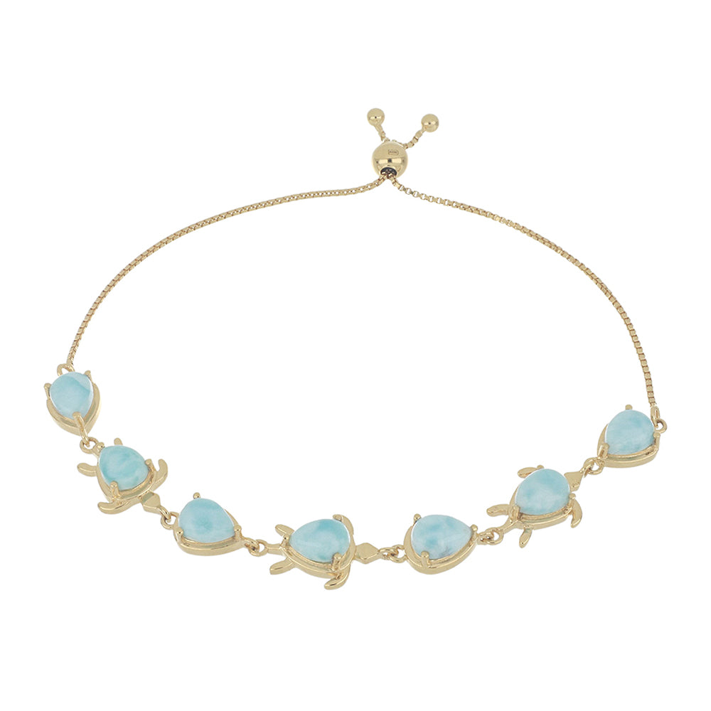 Goldplattiertes Silberarmband mit Larimar