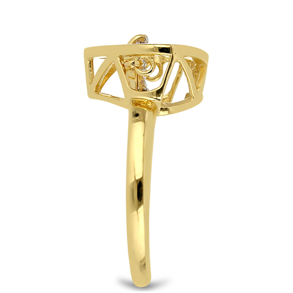 Goldplattierter Silberring mit tanzendem Diamant