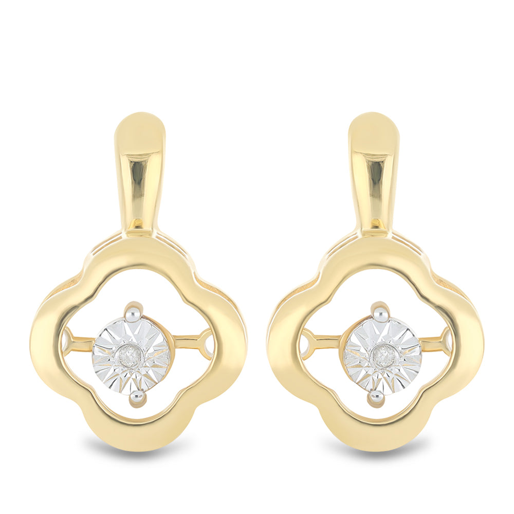 Goldplattierte Silberohrringe mit tanzendem Diamant 1