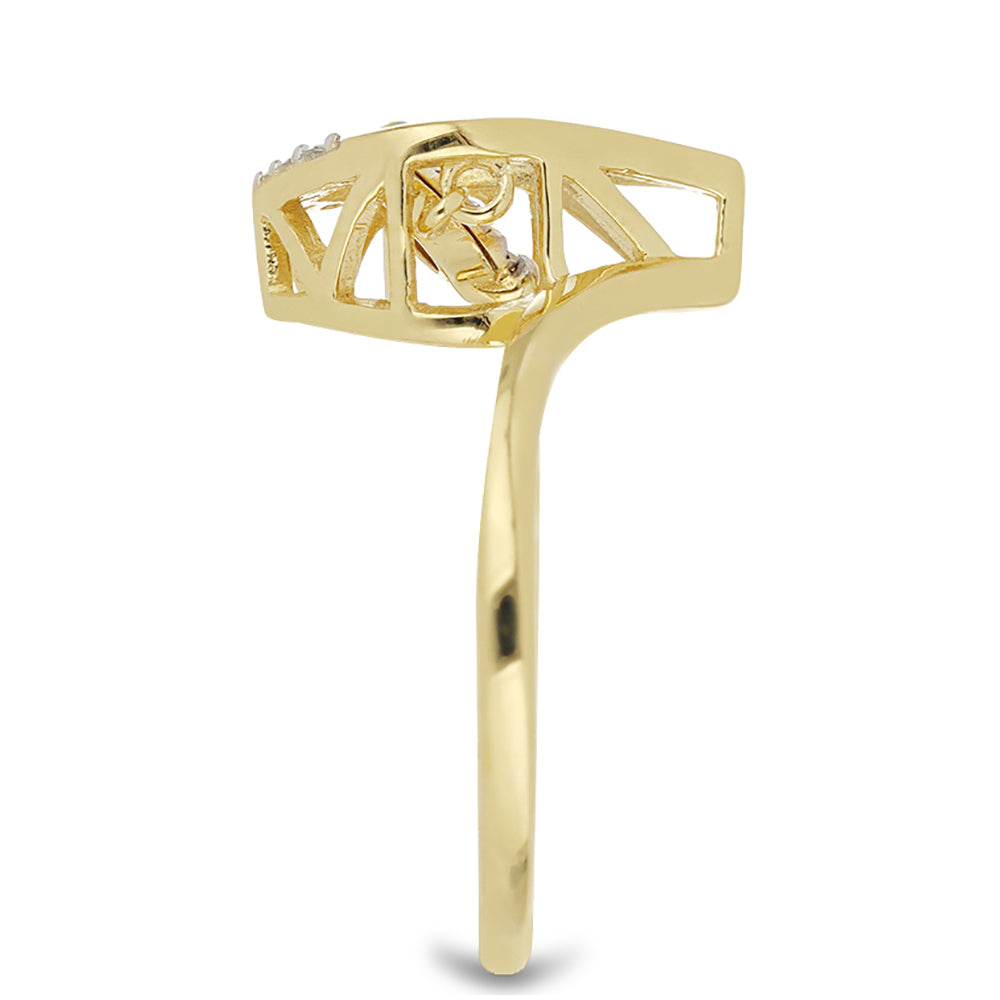 Goldplattierter Silberring mit tanzendem Diamant und weißem Topas