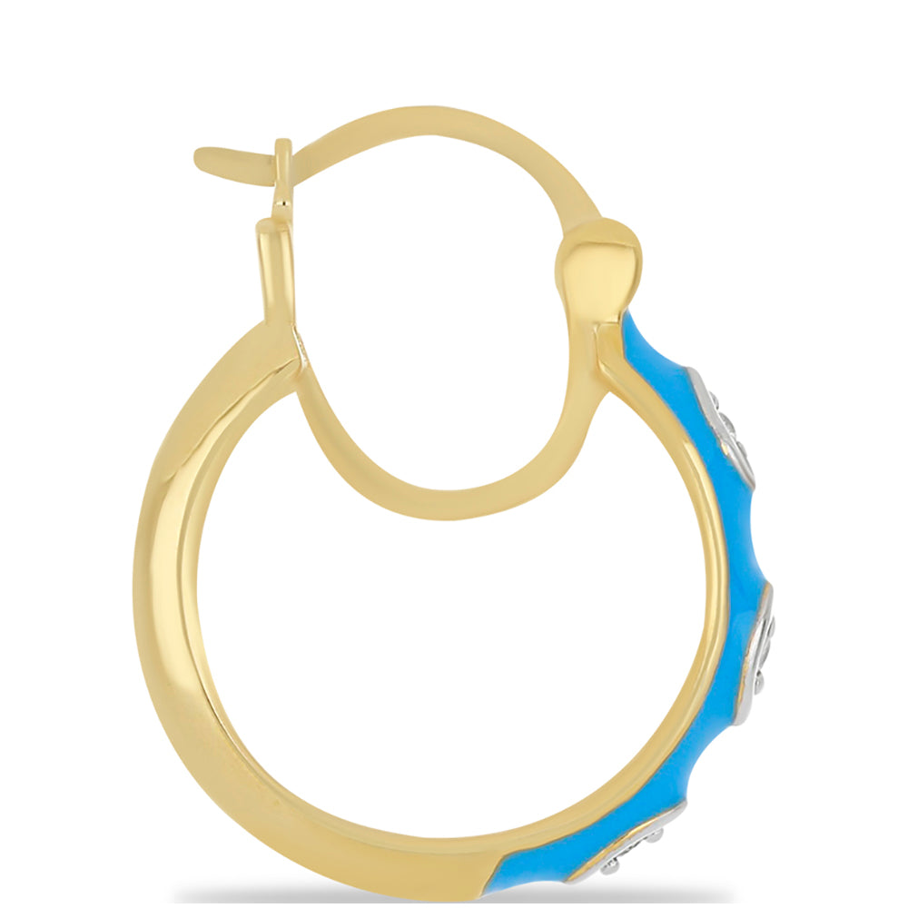Goldplattierte Silberohrringe mit Emaille und weißem Topas 2