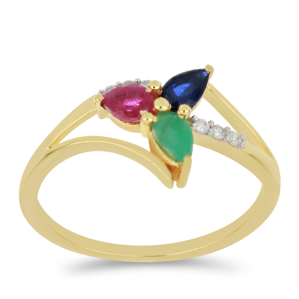 Goldring mit Rubin aus Madagaskar und brasilianischem Smaragd