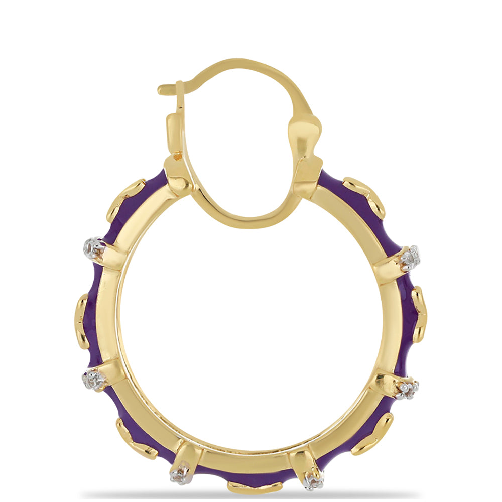 Goldplattierte Silberohrringe mit Emaille und weißem Topas 2