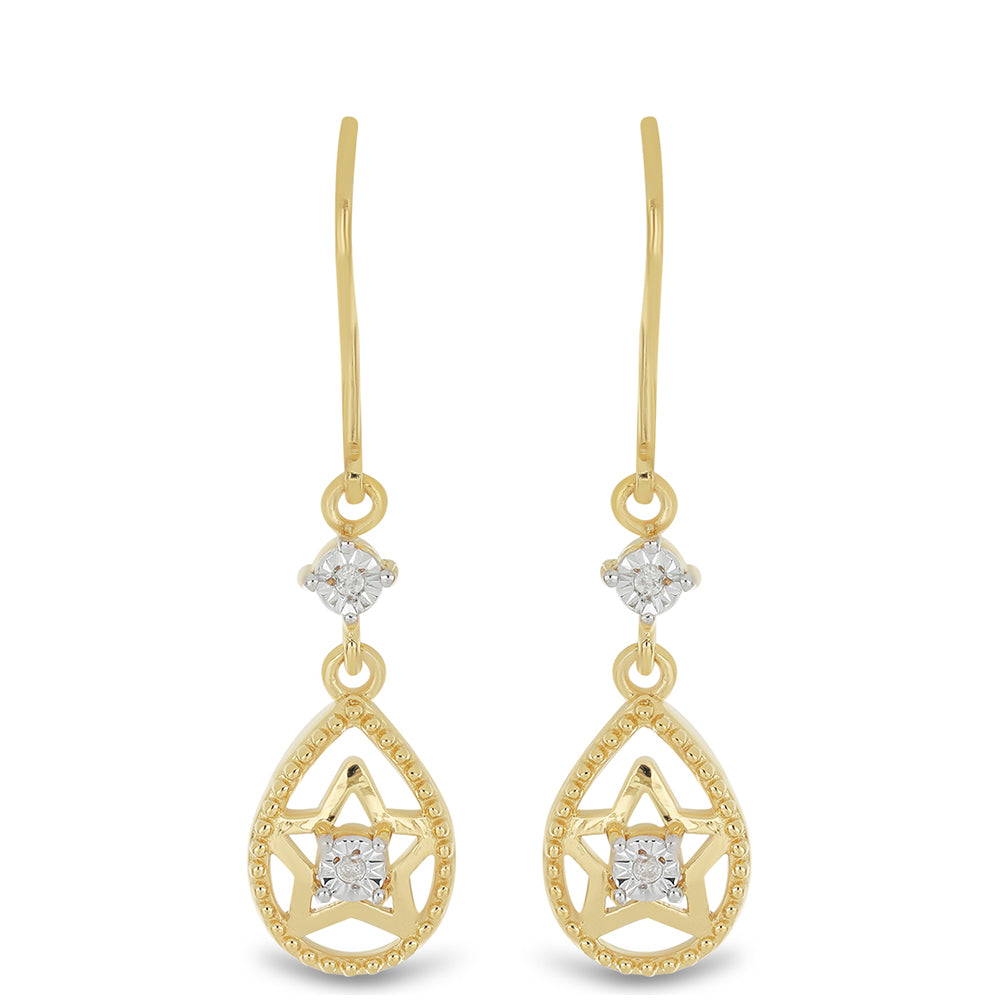 Goldplattierte Silberohrringe mit weißem Diamant