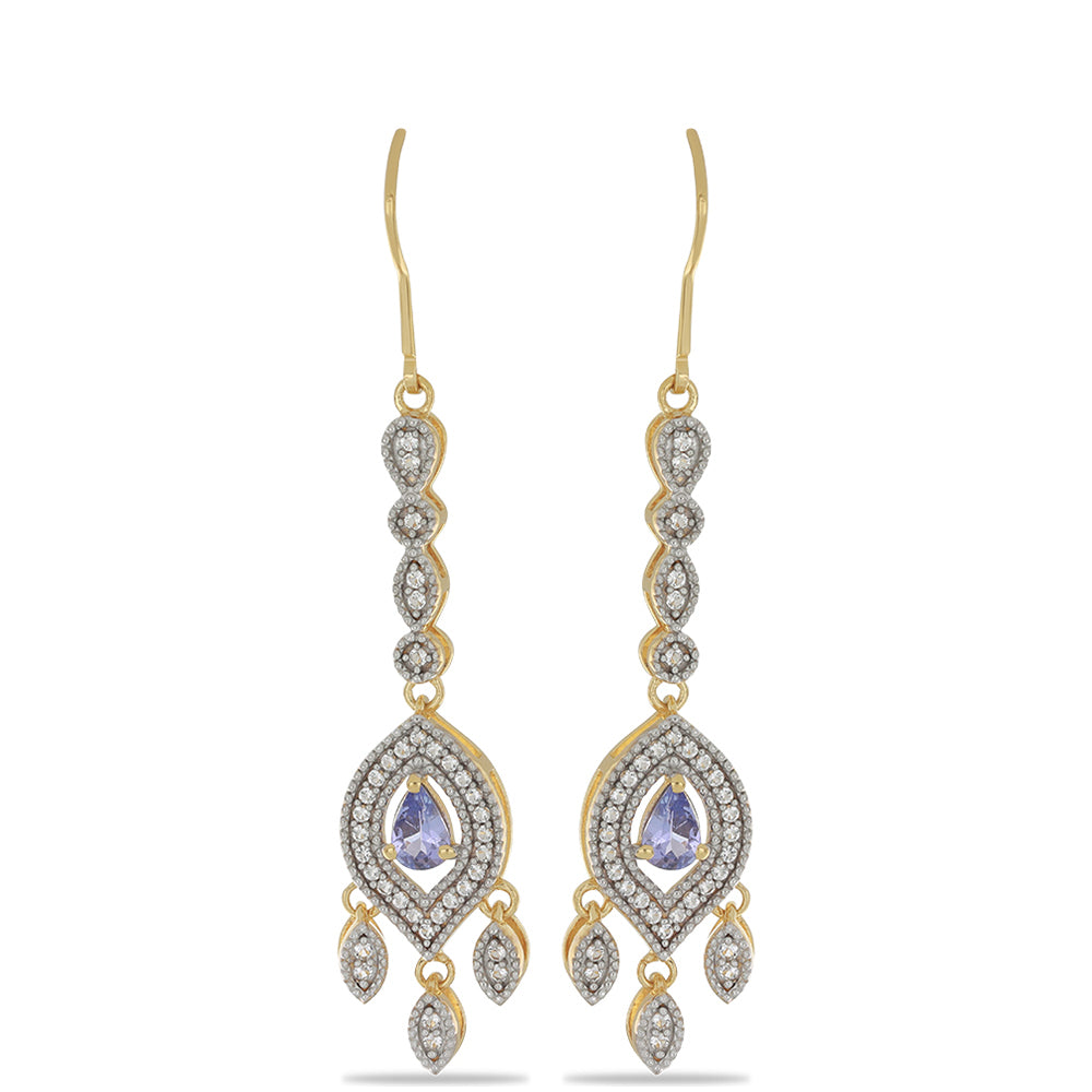 Goldplattierte Silberohrringe mit Tansanit und weißem Topas