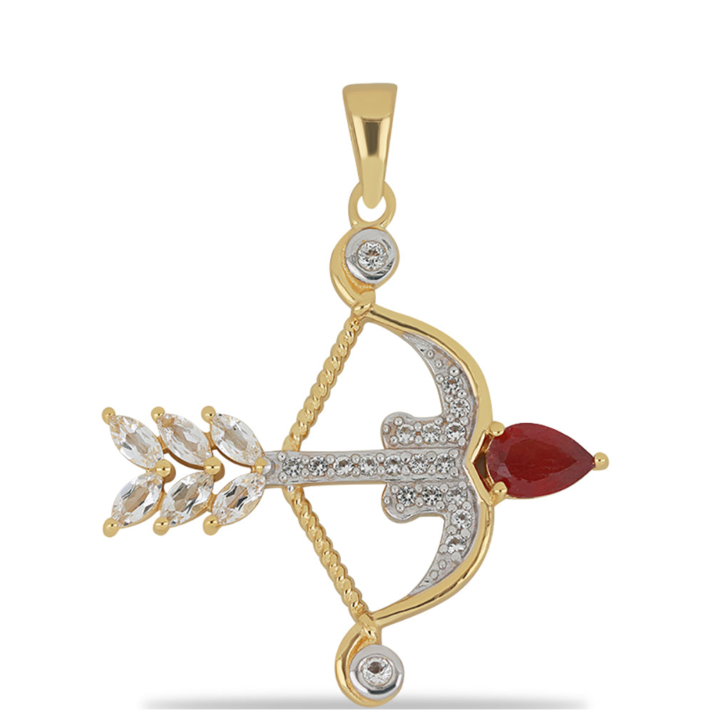 Goldplattierter Silberanhänger mit Rubin aus Madagaskar und weißem Topas 1
