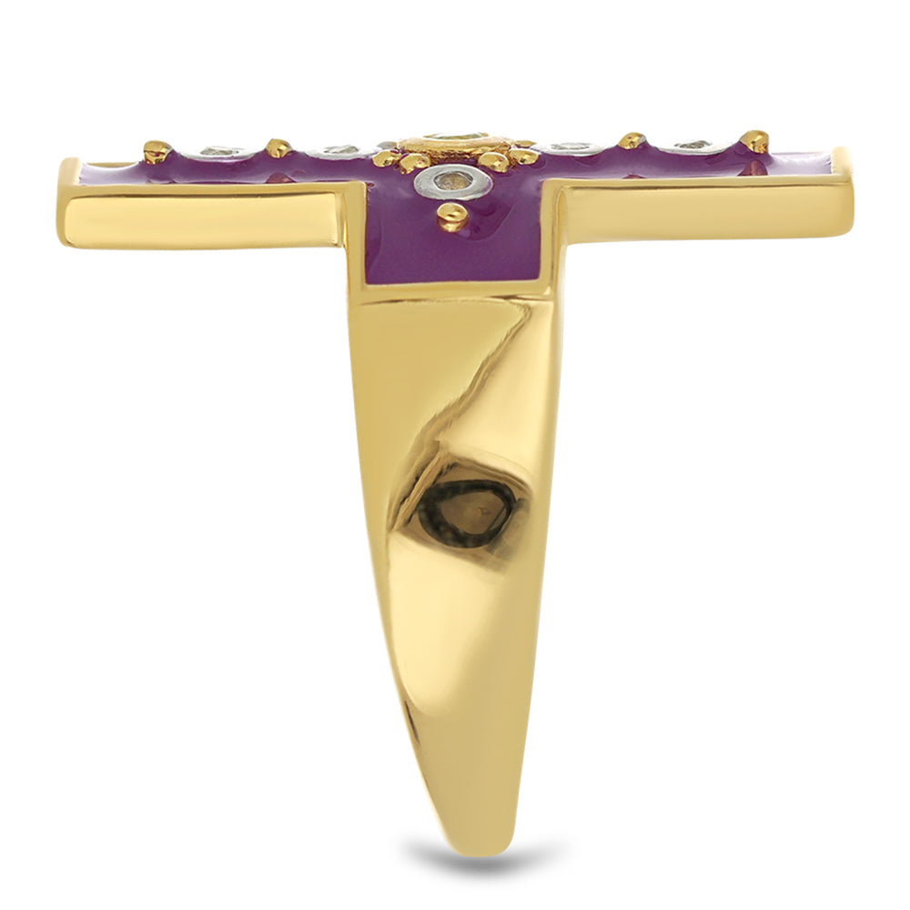 Goldplattierter Silberring mit Emaille und Peridot aus Changbai