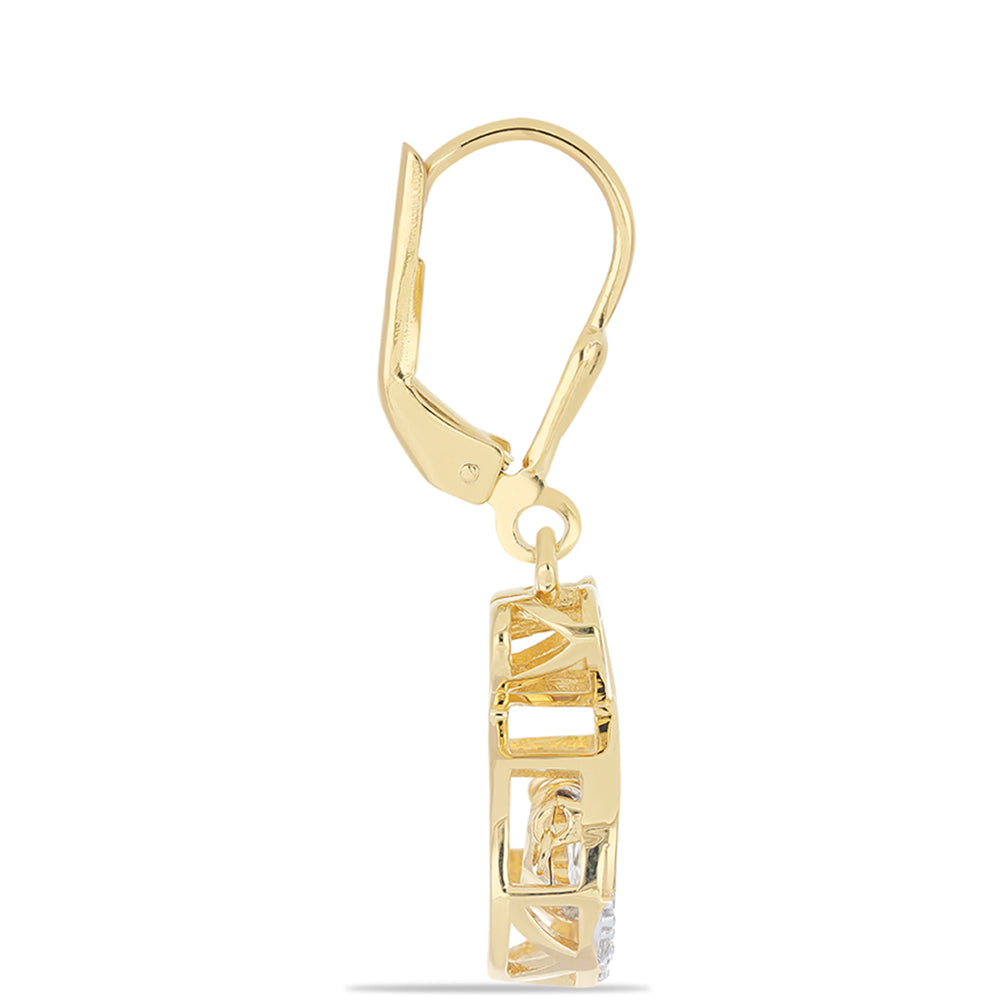 Goldplattierte Silberohrringe mit weißem Diamant