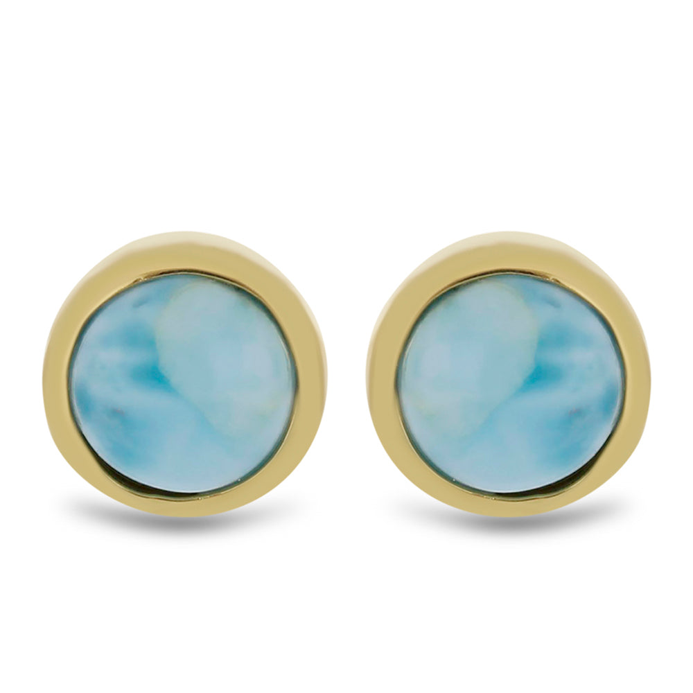 Goldplattierte Silberohrringe mit Larimar 1