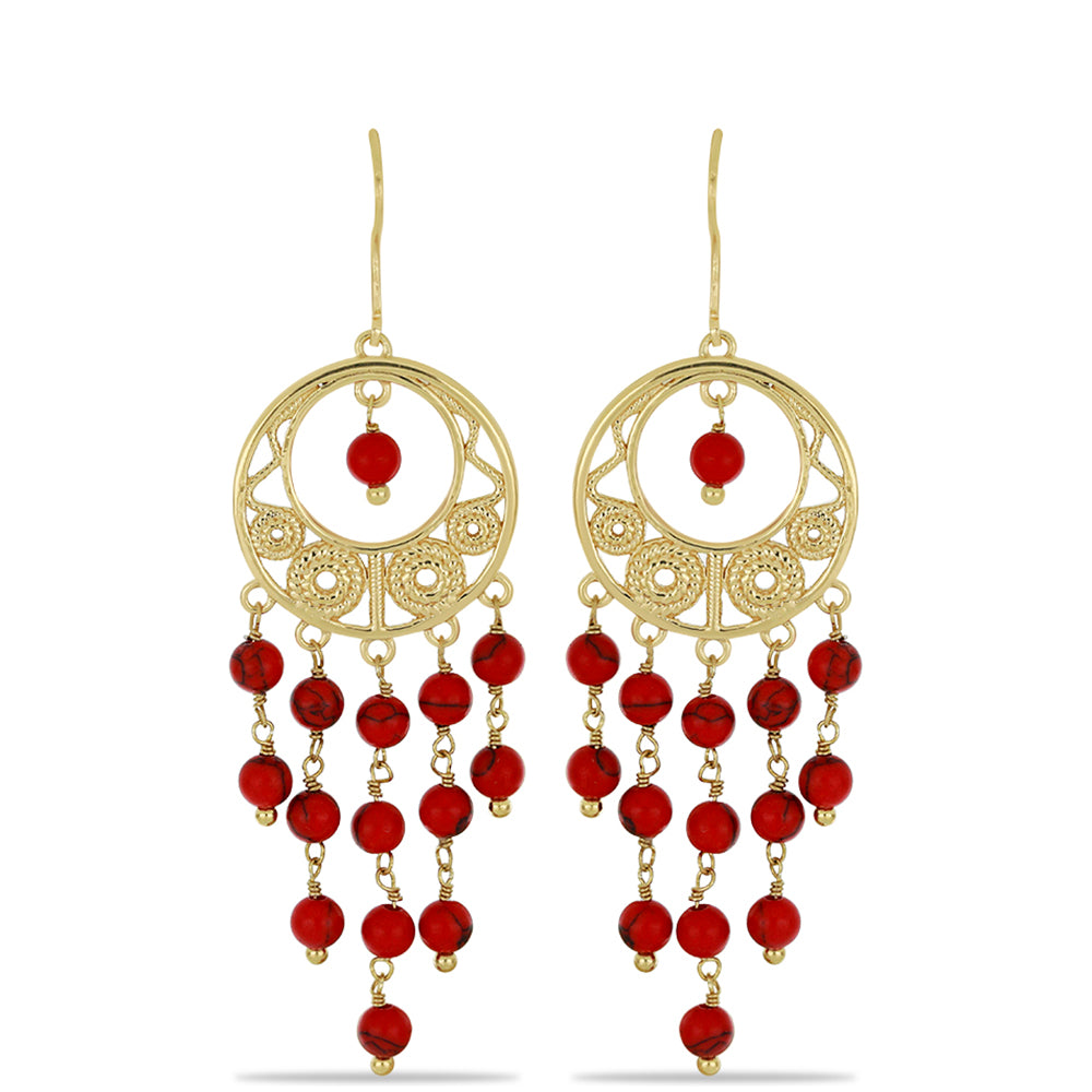 Goldplattierte Silberohrringe mit roter Schwammkoralle 1