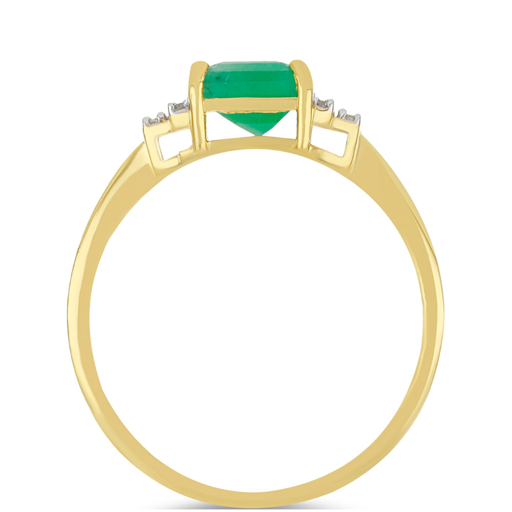 Goldring mit brasilianischem Smaragd und natürlichem weißem Zirkon 2