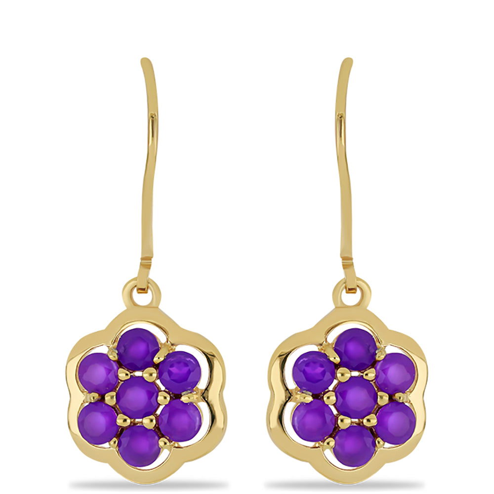 Goldplattierte Silberohrringe mit lila Achat 1