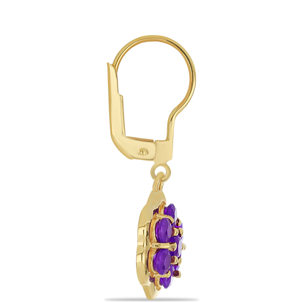 Goldplattierte Silberohrringe mit lila Achat