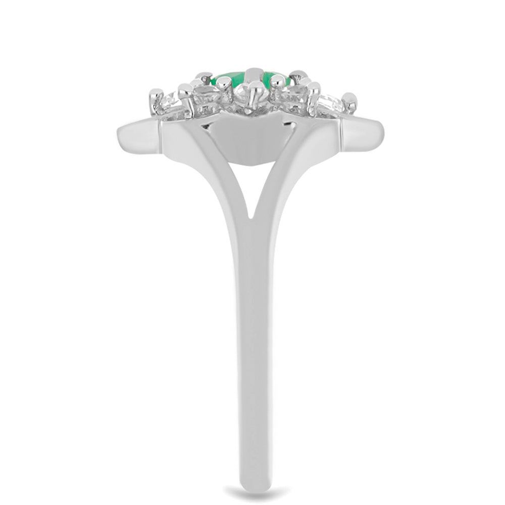 Silberring mit brasilianischem Smaragd und weißem Topas