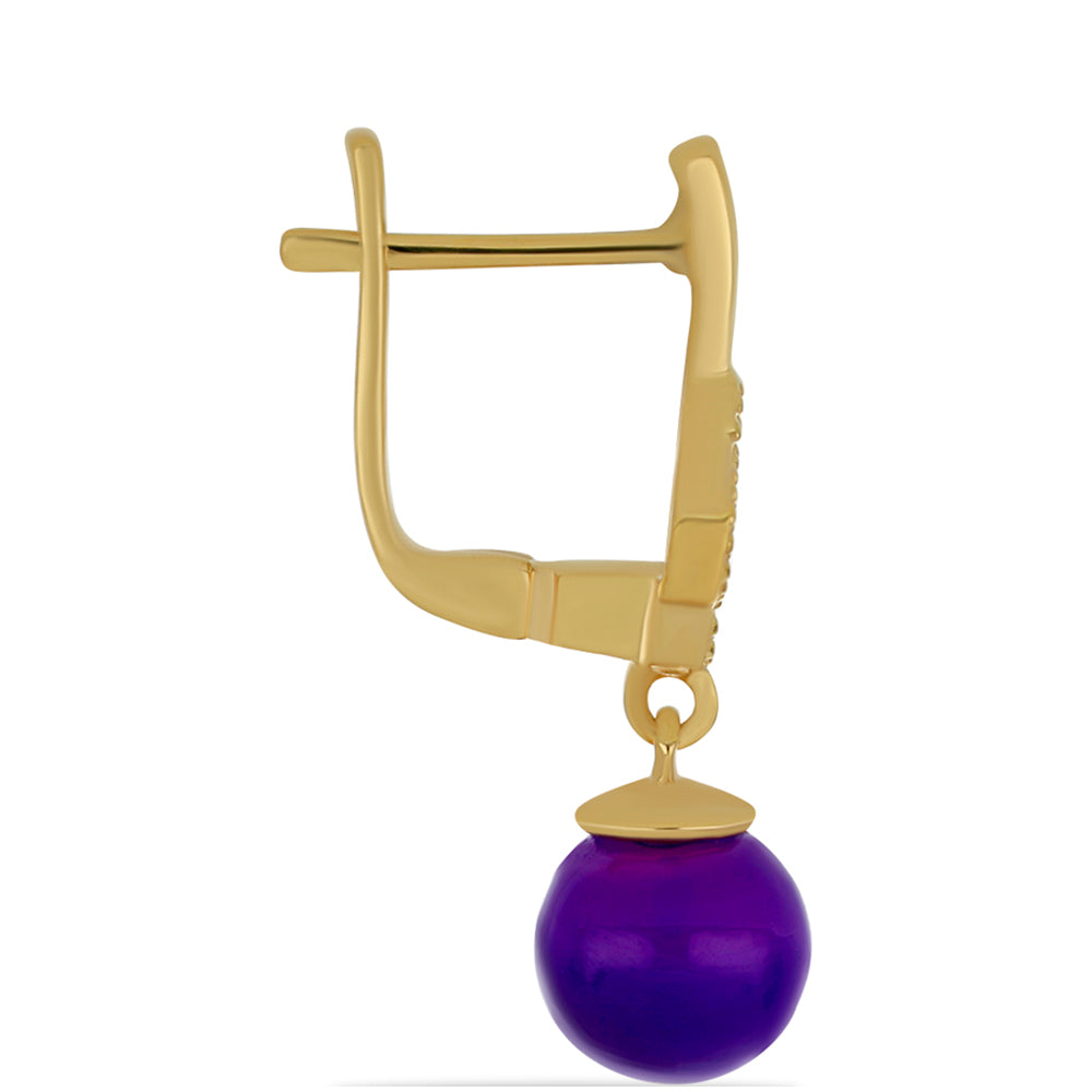 Goldplattierte Silberohrringe mit lila Achat 2