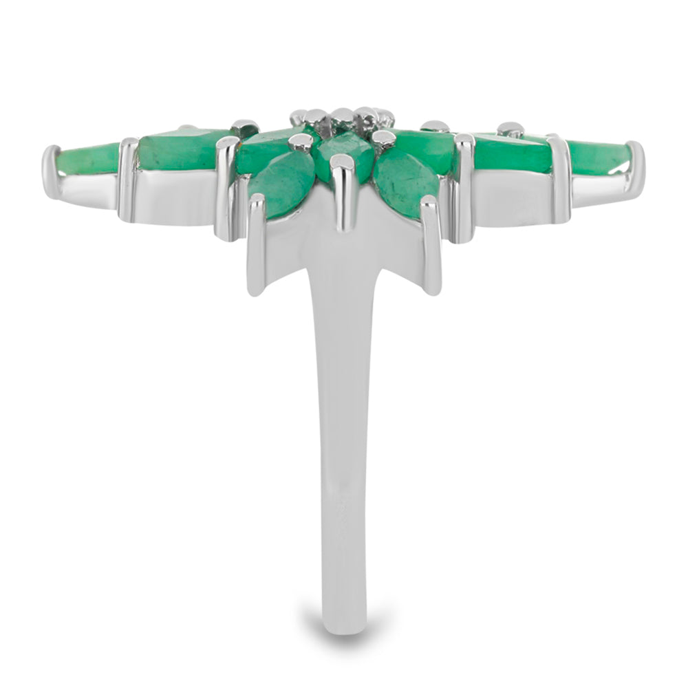 Silberring mit brasilianischem Smaragd und weißem Topas