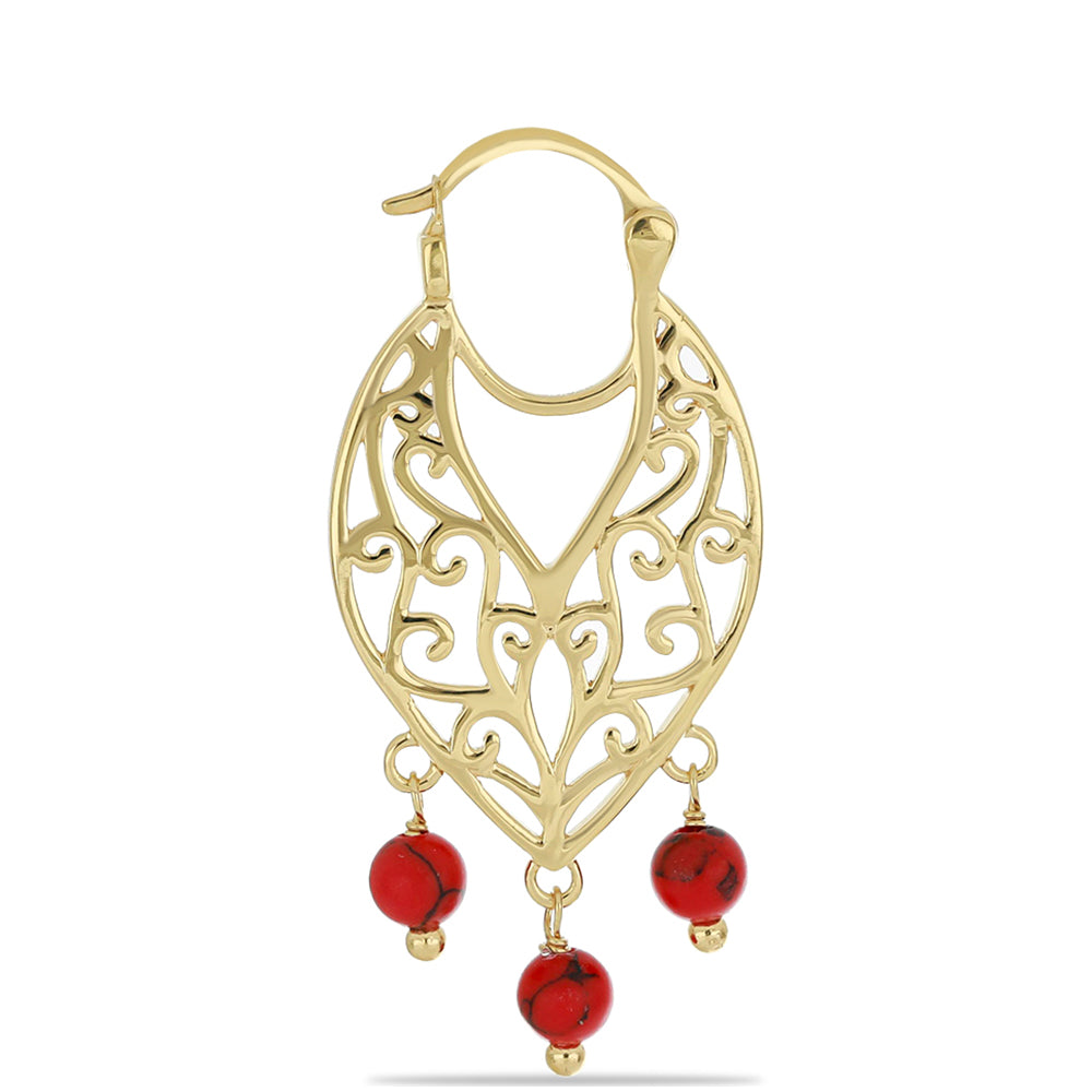 Goldplattierte Silberohrringe mit roter Schwammkoralle 2