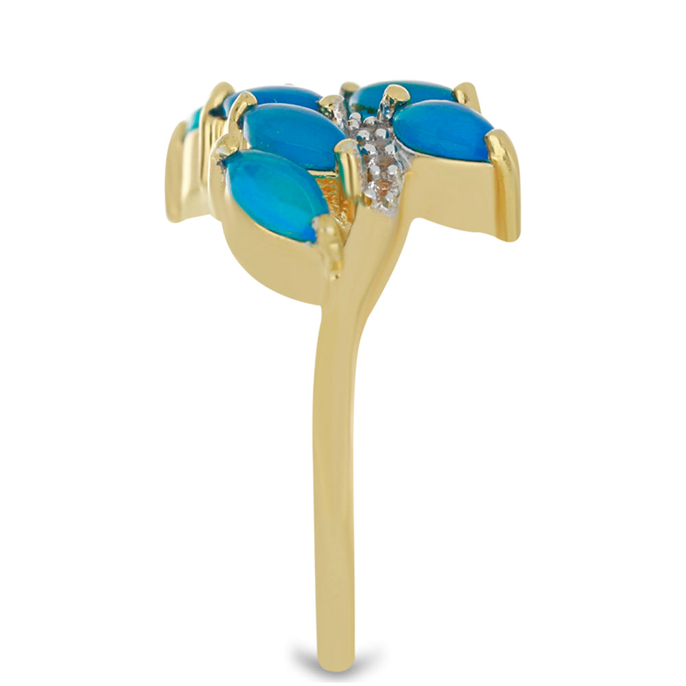 Goldplattierter Silberring mit äthiopischem Paraiba-Blauopal und weißem Topas 4