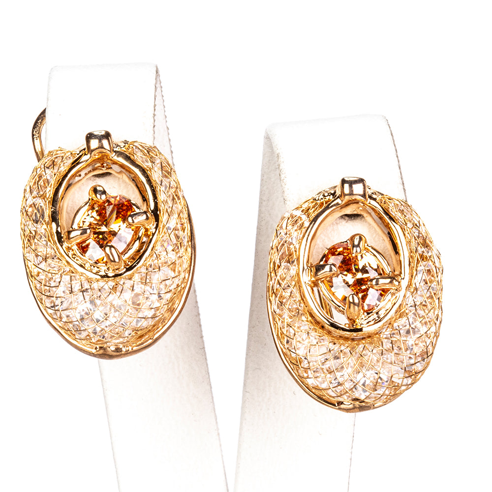 Schmuckgarnitur aus aus goldplattierter Legierung mit weißem Emporia® Kristall