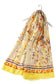 Bright Folk Style Floral Frayed Patterned Yellow Scarf-Shawl, 90 cm x 180 cm
