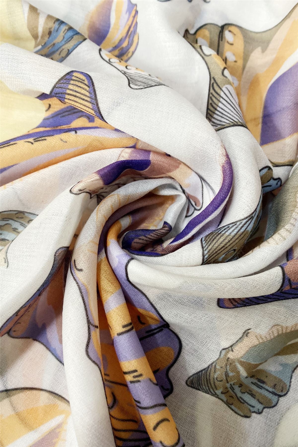 Cotton Scarf-Shawl, 70 cm x 180 cm, White Seashell 2 