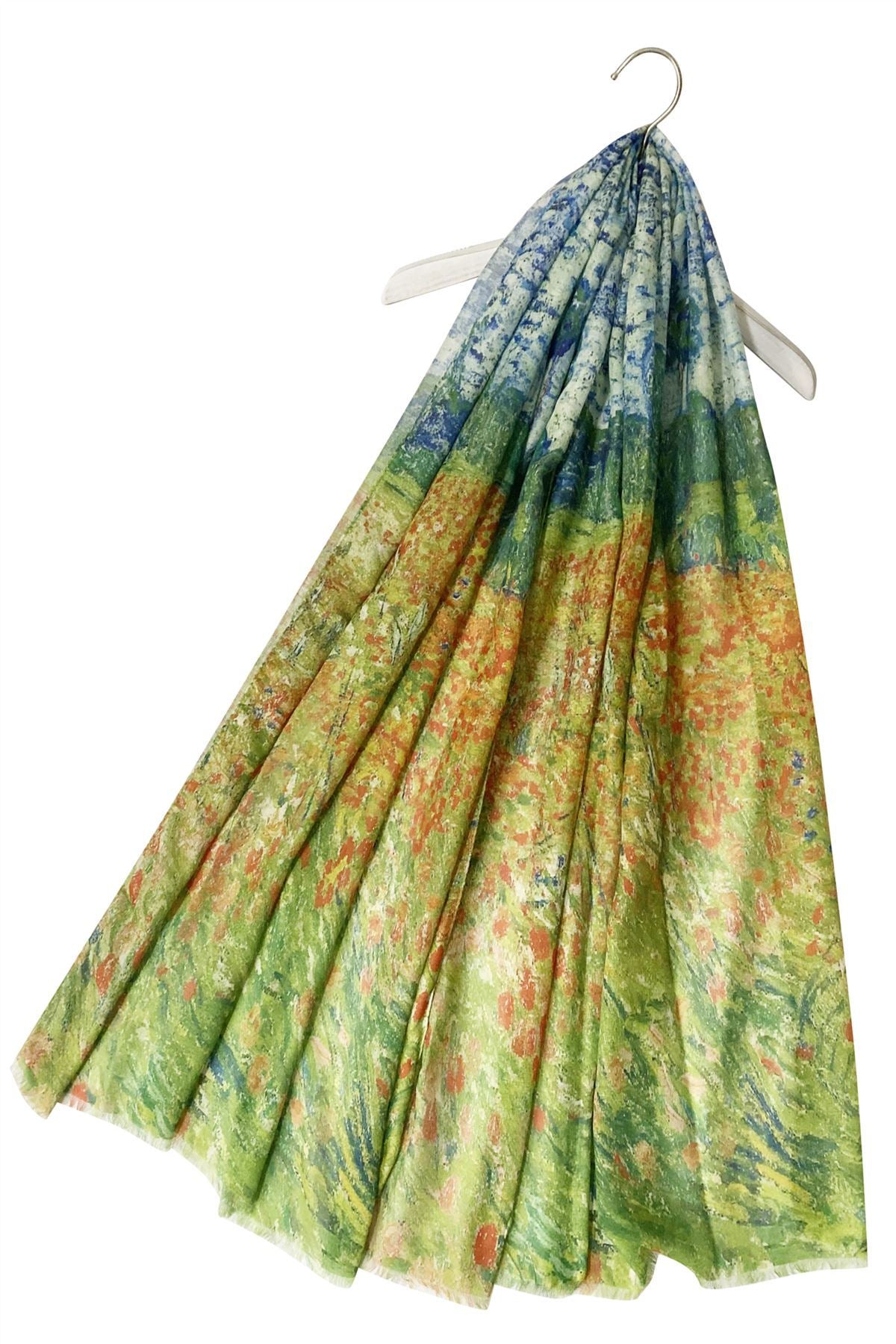 Cotton Scarf-Shawl, 70 cm x 180 cm, Monet - Poppy Field 1 