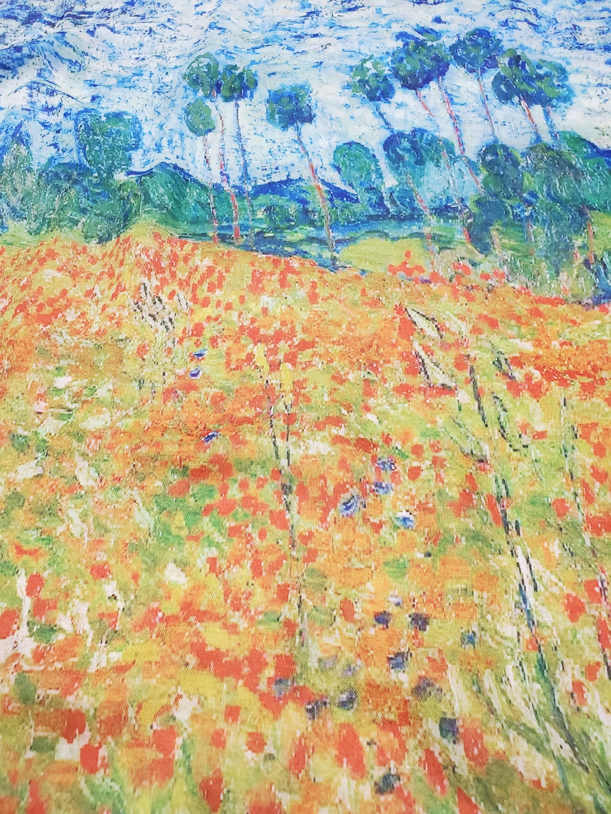 Cotton Scarf-Shawl, 70 cm x 180 cm, Monet - Poppy Field 2 