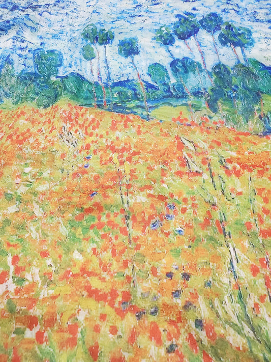 Cotton Scarf-Shawl, 70 cm x 180 cm, Monet - Poppy Field