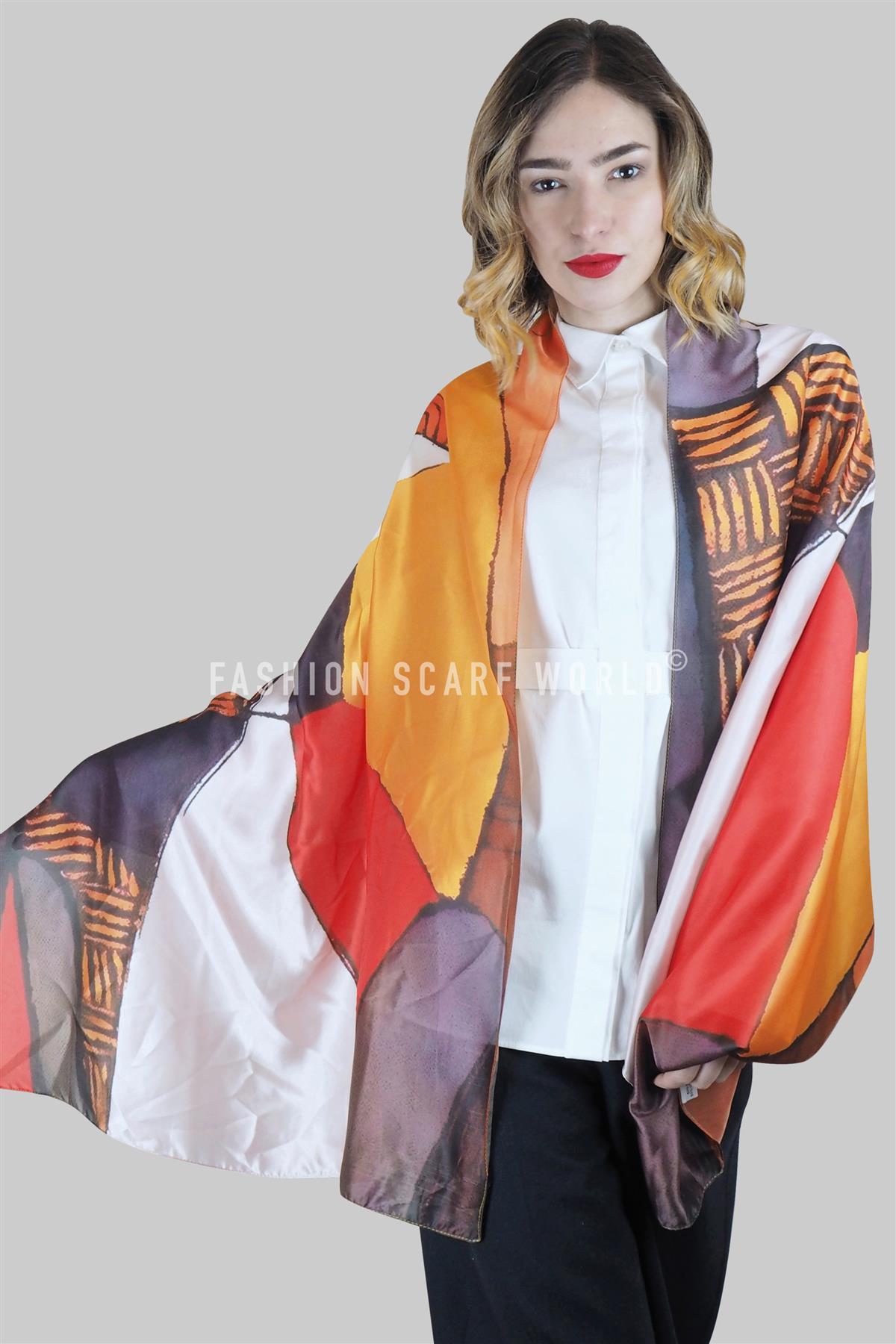 Silk Scarf-Shawl, 70 cm x 180 cm, Picasso - Portrait Style 4 