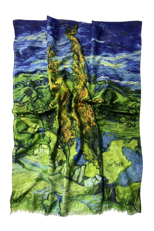 Cotton Scarf-Shawl, 70 cm x 180 cm, Van Gogh - Two Poplars