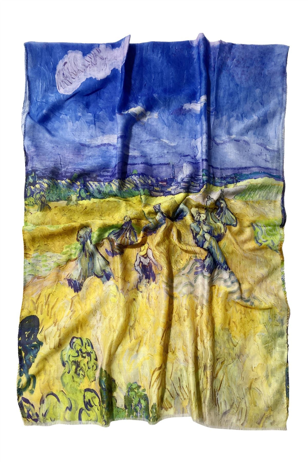 Cotton Scarf-Shawl, 70 cm x 180 cm, Van Gogh - Haystacks 1 