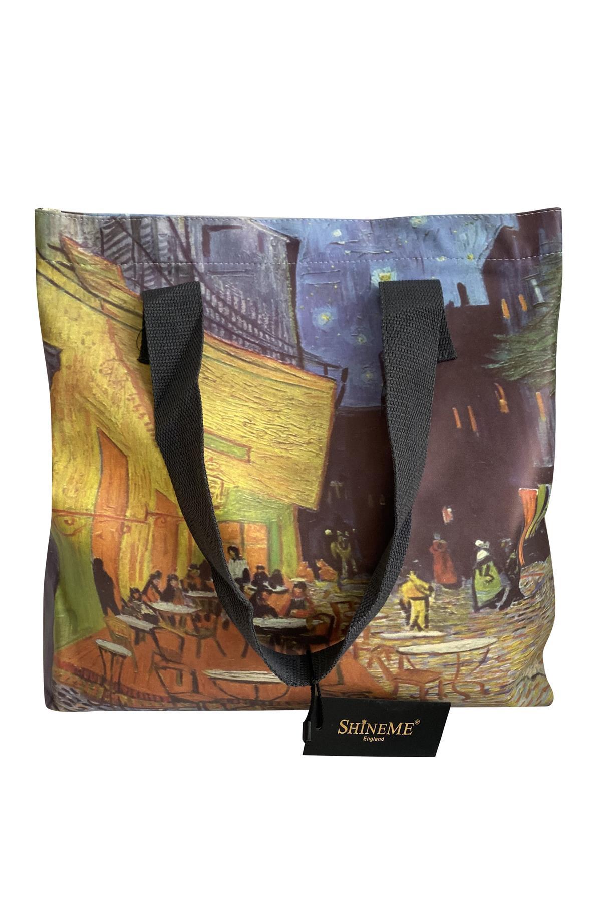 Shopper Bag,  Van Gogh - Terrace At Night Patterned 1 