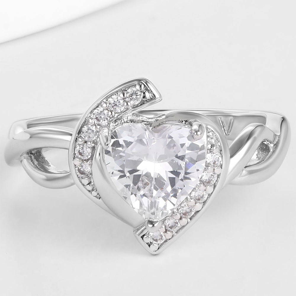 Whitegold Tone Alloy Ring with White Emporia Crystals 1 