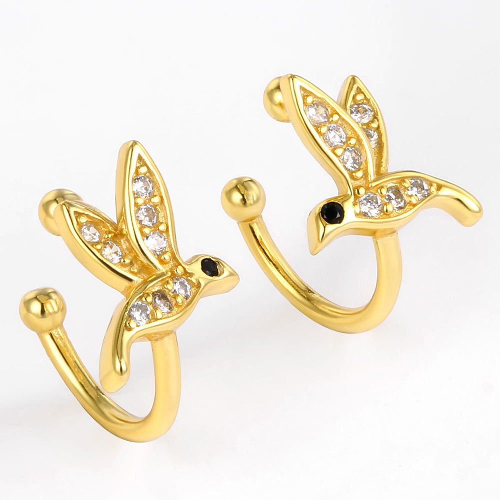 Ohrringe aus goldplattierter Legierung mit weißem Emporia® Kristall und schwarzem Emporia®-Kristall 1 