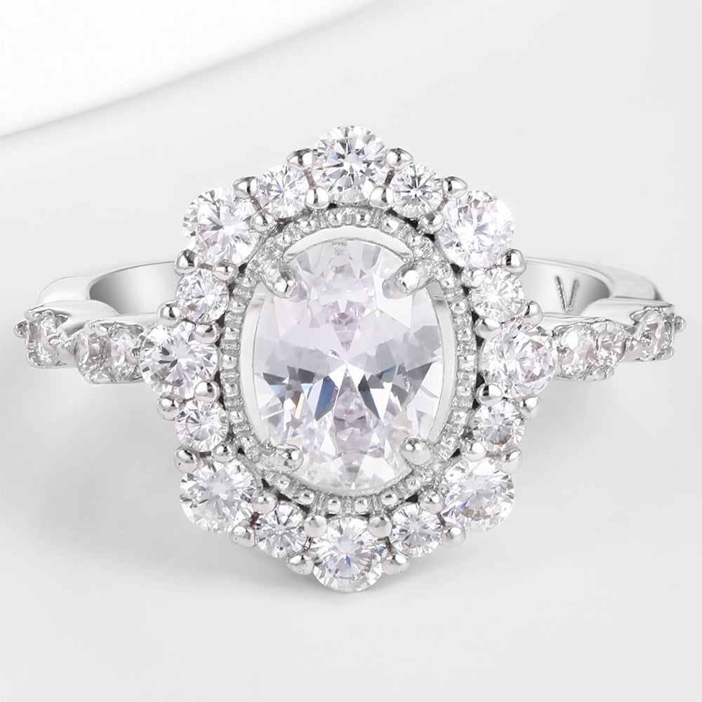 Whitegold Tone Alloy Ring with White Emporia Crystals 1 