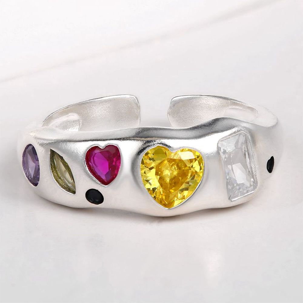 Ring aus goldplattierterr Legierung mit rotem Emporia®-Kristall und gelbem Emporia®-Kristall 1 