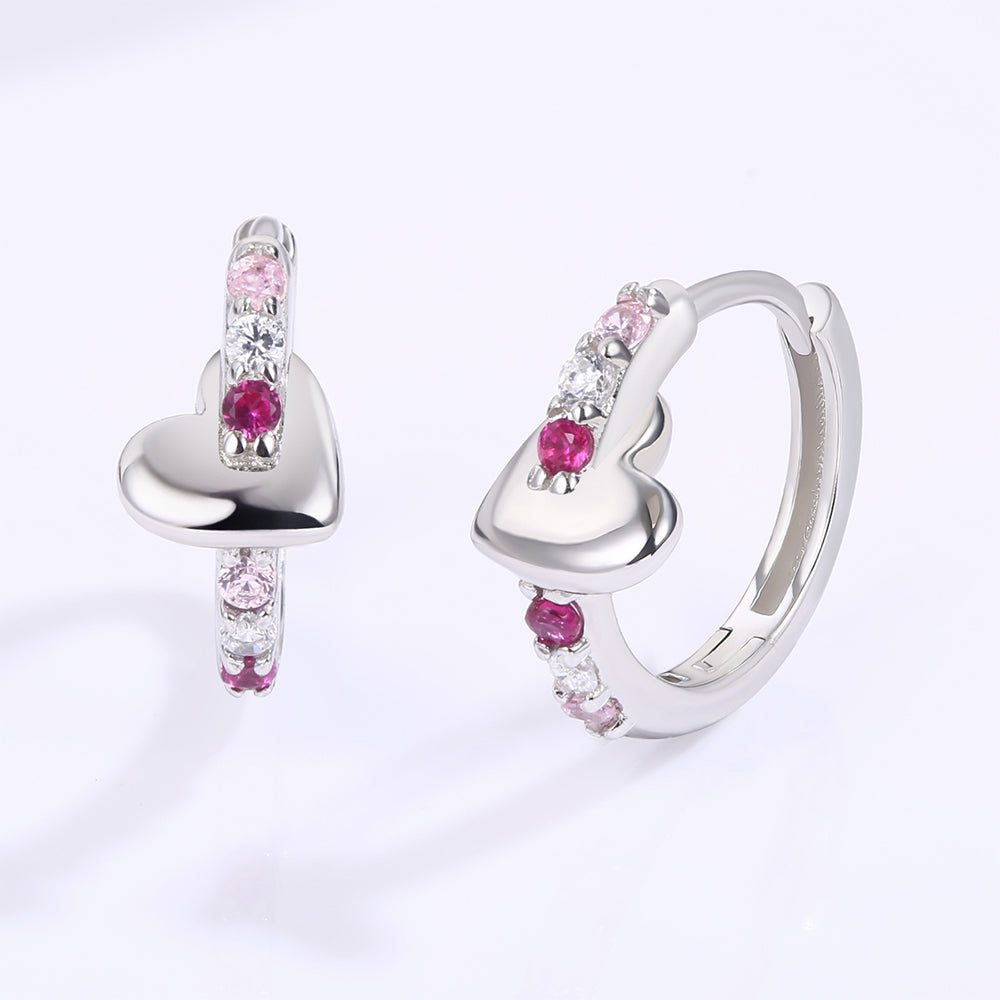 Whitegold Tone Alloy Earrings with White, Purple and Pink Emporia Crystals
