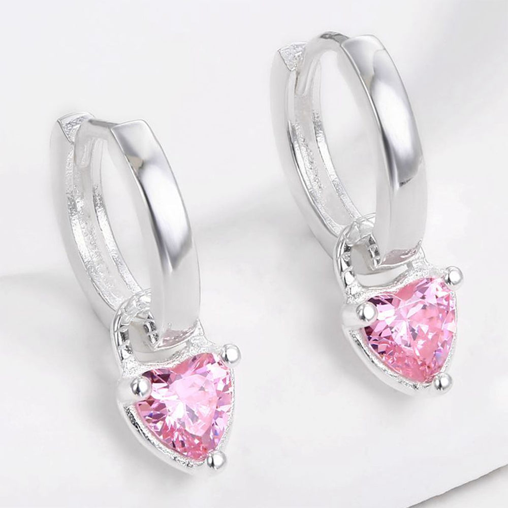 Whitegold Tone Alloy Earrings with Pink Emporia Crystals 1 