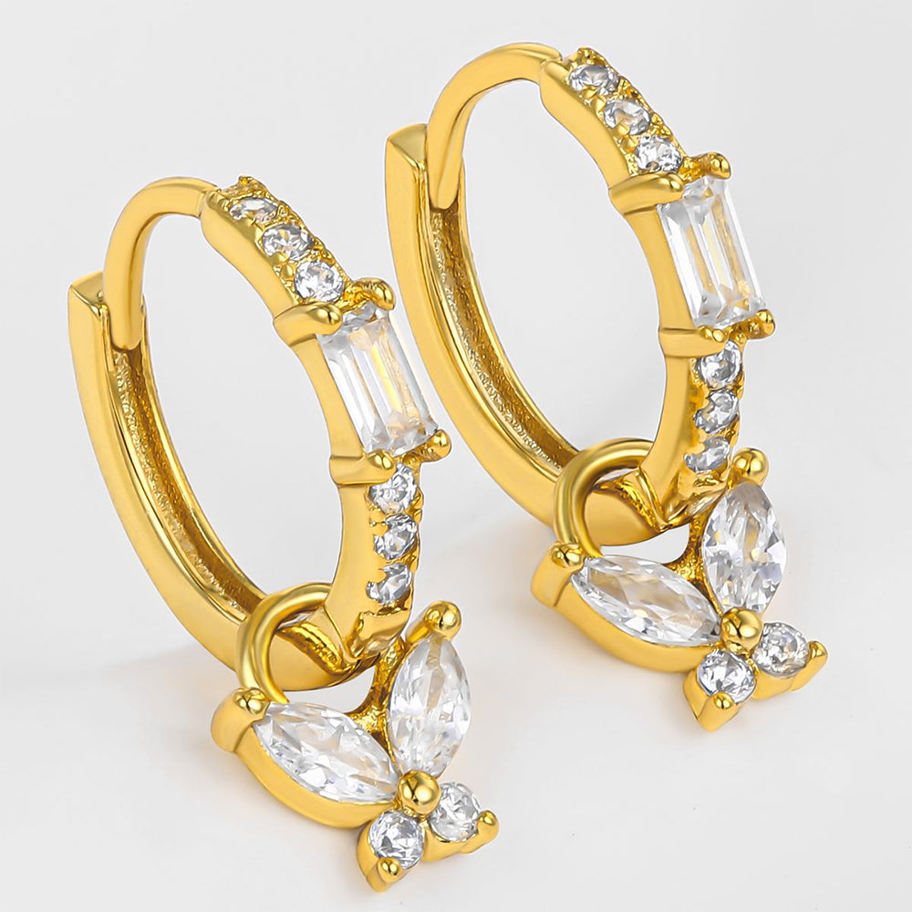 Ohrringe aus goldplattierter Legierung mit weißem Emporia® Kristall 1 