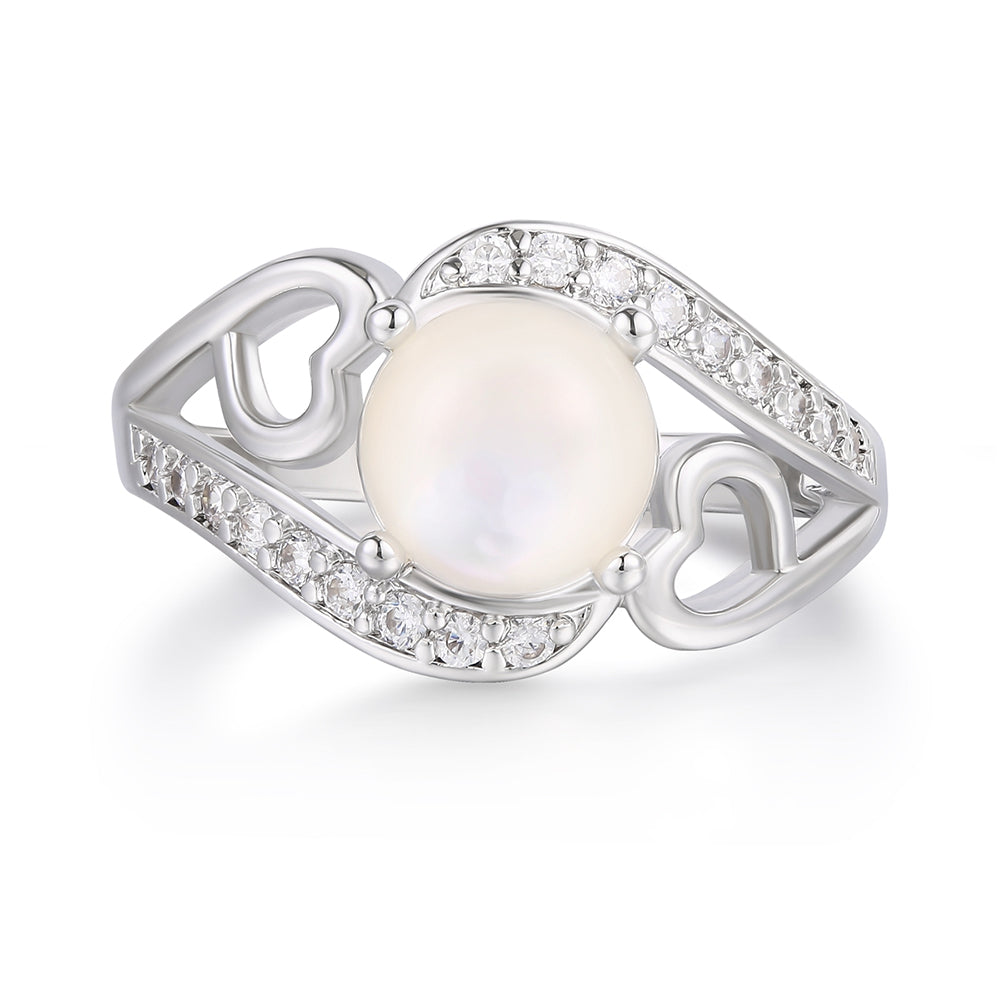 Ring aus goldplattierterr Legierung mit weißem Emporia® Kristall und Emaille