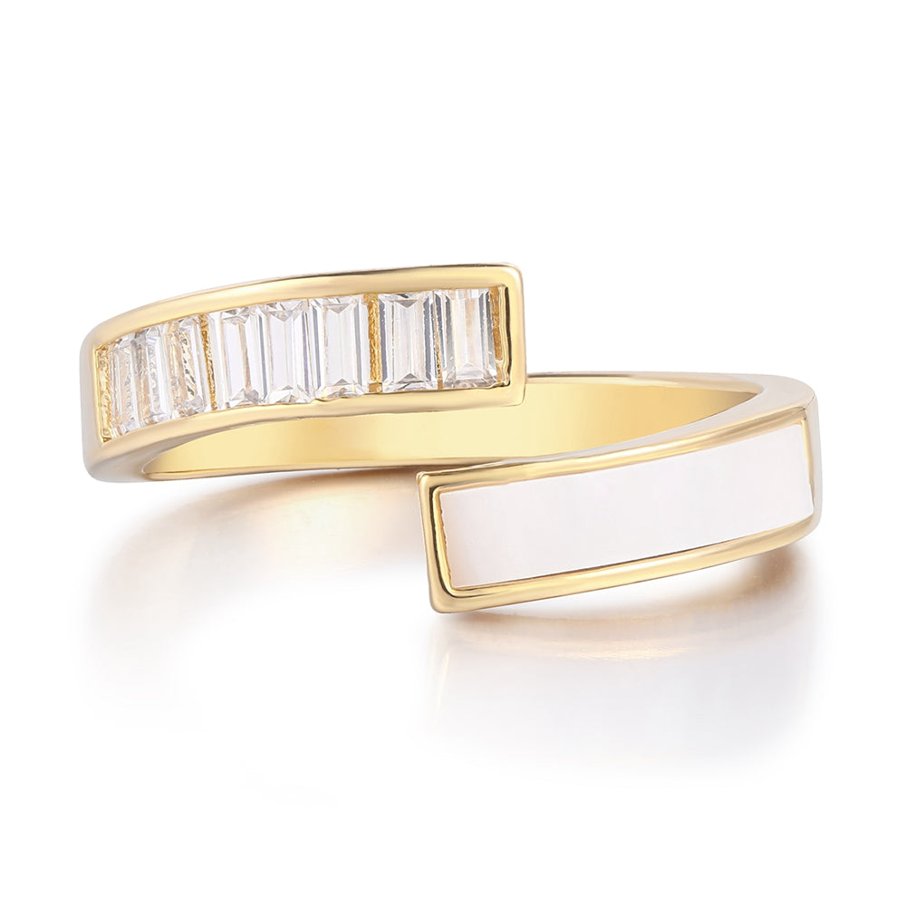 Ring aus goldplattierterr Legierung mit weißem Emporia® Kristall und Emaille 1 