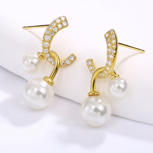 Ohrringe aus goldplattierter Legierung mit weißem Emporia® Kristall und Emaille