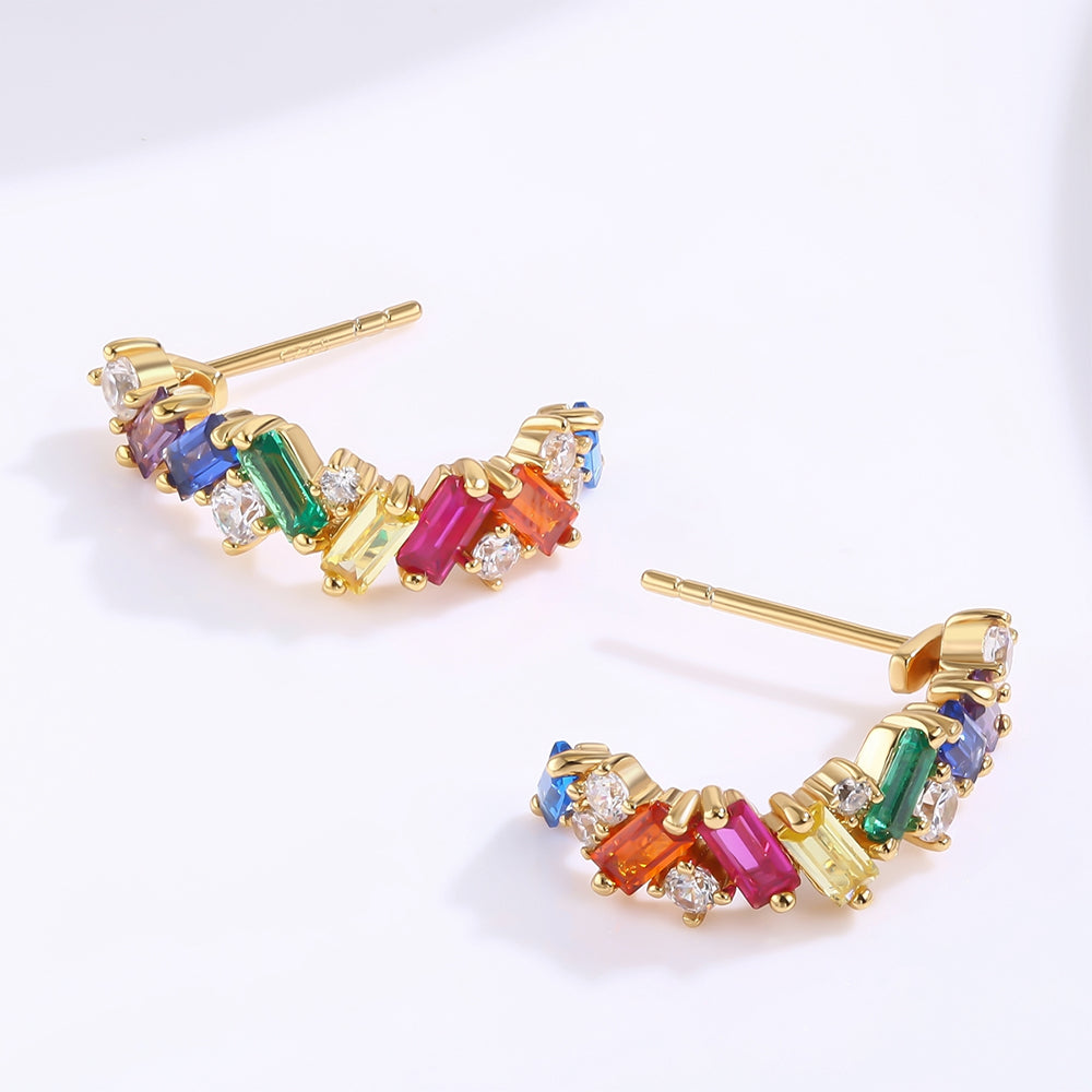 Ohrringe aus goldplattierter Legierung mit rotem Emporia®-Kristall und grünem Emporia® Kristall